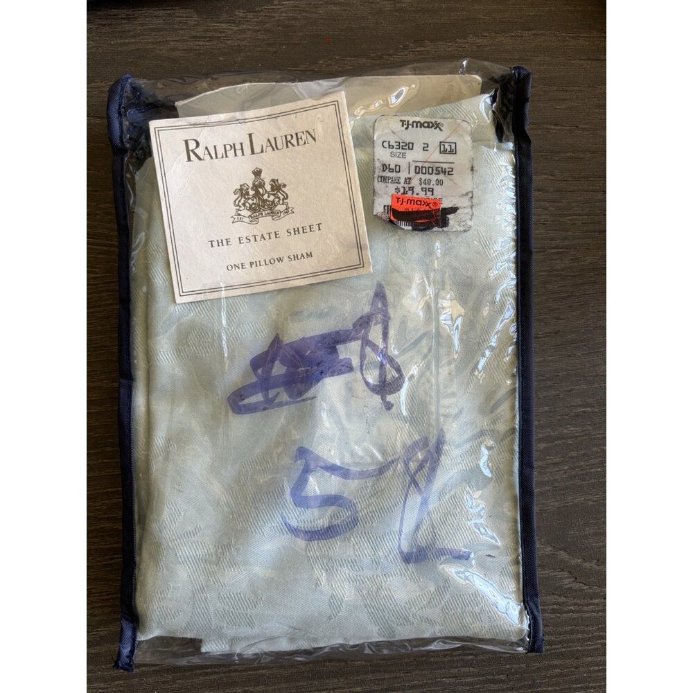 NIP NEW Vintage Ralph Lauren Estate Alissa Anemone Blue Jacquard Pillow Sham